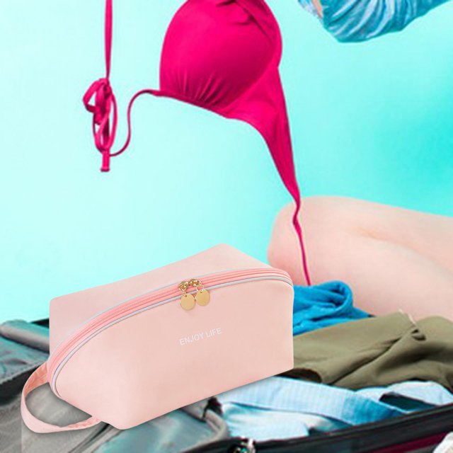 Bolsa de almacenamiento de ropa interior para sujetador, organizador de embalaje, bolsa de lencería portátil multifuncional para Hotel, hogar, avión, artículos de tocador de viaje Rosa Yinane Bolsa de almacenamiento de viaje