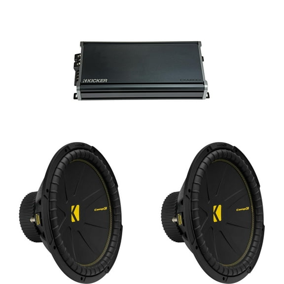 Kicker (2) 50CWCS154 CompC 15" Subwoofer, Single 4-Ohm with CXA18001 Amp Bundle