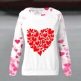 thumbnail image 6 of ClodeEU Women's Valentine's Day Love Heart Print Long Sleeve Round Neck Tops,Casual Trendy Loose T-Shirts Red 01,Womens Plus M, 6 of 8