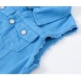 thumbnail image 4 of XINQIHANG Women's Ripped Lapel Collar Button Up Sleeveless Frayed Denim Vest Jacket, 4 of 7
