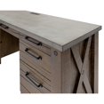 thumbnail image 5 of Rustic Home Office Desk Writing Table Wood Credenza Brown Concrete Top, 5 of 9