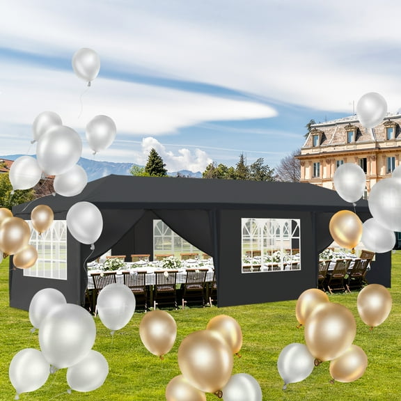 Zimtown 10' x 30' Canopy Tent Party Wedding Outdoor Tent 8 Sides Black