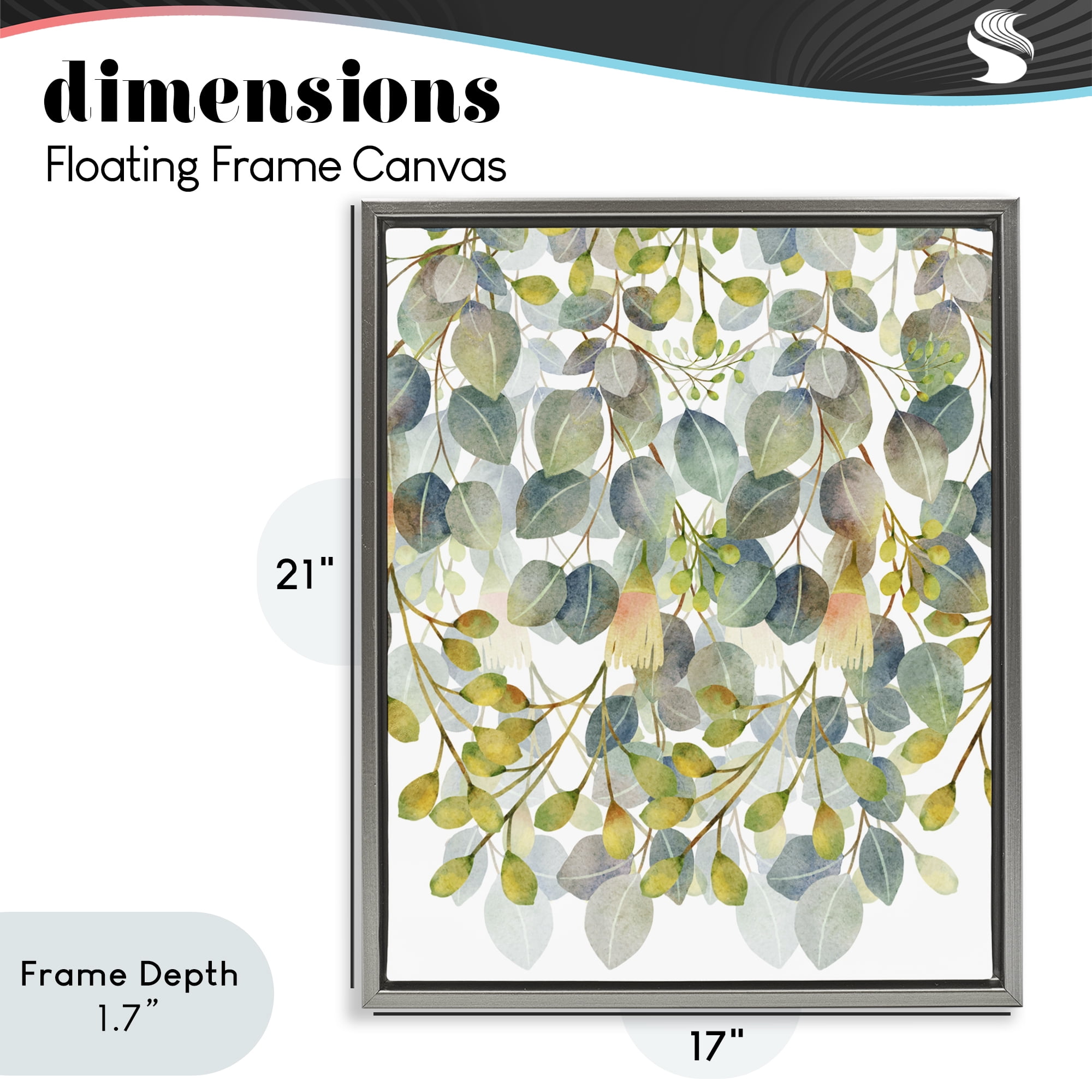 Stupell Industries Hanging Layered Botanicals Gray Framed Floater Canvas Wall Art, design by Marcus Prime