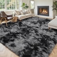 thumbnail image 3 of 8x10 Area Rugs for Living Room Bedroom, Large Area Rug Shag Shaggy Carpet Soft Plush Furry Bedside Rug, Rugs for Home Decor (Dark Grey Tie-Dyed, 8 x 10 Feet), 3 of 14