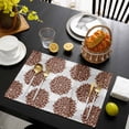 thumbnail image 3 of Brown Dahlia Placemats Set of 4, Vintage Abstract Grey Flowers Floral Placemats for Dining Table, Place Mats for Kitchen Tabletop, Waterproof Wipeable Dining Table Mats Set, 3 of 9