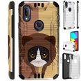 thumbnail image 1 of Compatible with Cricket Lumos | Alcatel Axel Brushed Metal Texture Hybrid Silver Guard Phone Case Cover (Hat Cat Black), 1 of 1