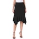thumbnail image 1 of Falda Midi Rizada Inspire Chic para Mujer, Cintura Alta, Flowy, Corte A, Dobladillo de Pañuelo, Talla S, Negro, 1 of 6