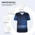thumbnail image 5 of Fotbe Retro Blue Glitter Baseball Jersey Shirt for Men and Women, Casual Short Sleeves Button Down T-Shirt-Large, 5 of 9