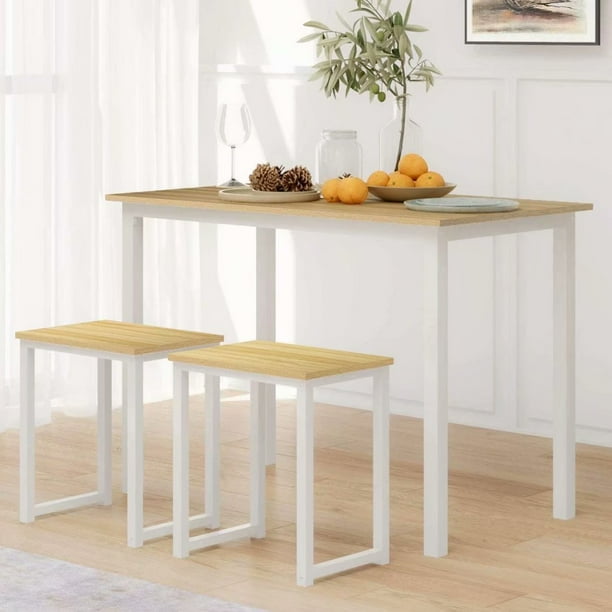 Homury modern wood 3 piece dining set studio collection soho dining table with two stools home kitchen breakfast table deals