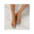 thumbnail image 5 of Women's Tie-Up Ankle Strap Open Toe Comfortable Dressy Sandal for Summer - Flat Strappy Lace-Up, 5 of 10