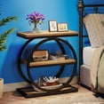 thumbnail image 2 of HUJHKIO Industrial Narrow End Table, 3-Tier Shelf Storage Stand for Living Room, Sofa Couch, Bedroom Nightstand & Outdoor, Wood & Metal Small Side Table, 2 of 6