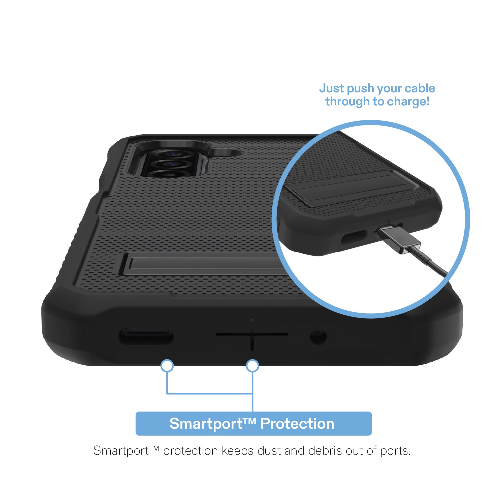 onn Rugged Phone Case with Kickstand for Samsung Galaxy A17 5G - Black