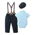 thumbnail image 2 of CARETOO Baby Boy Outfit Newborn Infant Clothes Short Sleeve Dress Romper Suspender Pants Bowtie Hat, 2 of 15