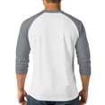 thumbnail image 4 of Hearthz 3/4 Sleeve Tops for Men Henley Neck Baseball Jersey Contrast Summer Tops Fall Oversized Tshirts for Men, 4 of 9