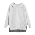 thumbnail image 5 of BXJX Women's Lightweight Hoodie- Casual Zip-Front Lightweight Adjustable Drawstring Thin Casual Jacket with Pockets White Size L, 5 of 5