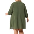 thumbnail image 3 of Cárdigan de mujer plus size Agnes Orinda con mangas de murciélago 3/4 de poliéster, cárdigan casual 1X en verde ejército, 3 of 5