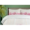 thumbnail image 4 of Ambesonne Rose Duvet Cover Sets, Flowers on Wood Planks, 2-Queen, Pink Green Cream, 4 of 7