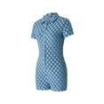 thumbnail image 6 of Gzhioc Women Short Jumpsuit, Short Sleeve Turn-down Collar Plaid Button-down Summer Playsuit,S/M/L, 6 of 9