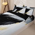 thumbnail image 3 of Homewish Black Golden Watercolor Zipper Queen Comforter Set with Fitted Sheet and 2 Pillowcases,Abstract Modern Zipper Bedding Set,Black Reversible,4pcs, 3 of 8