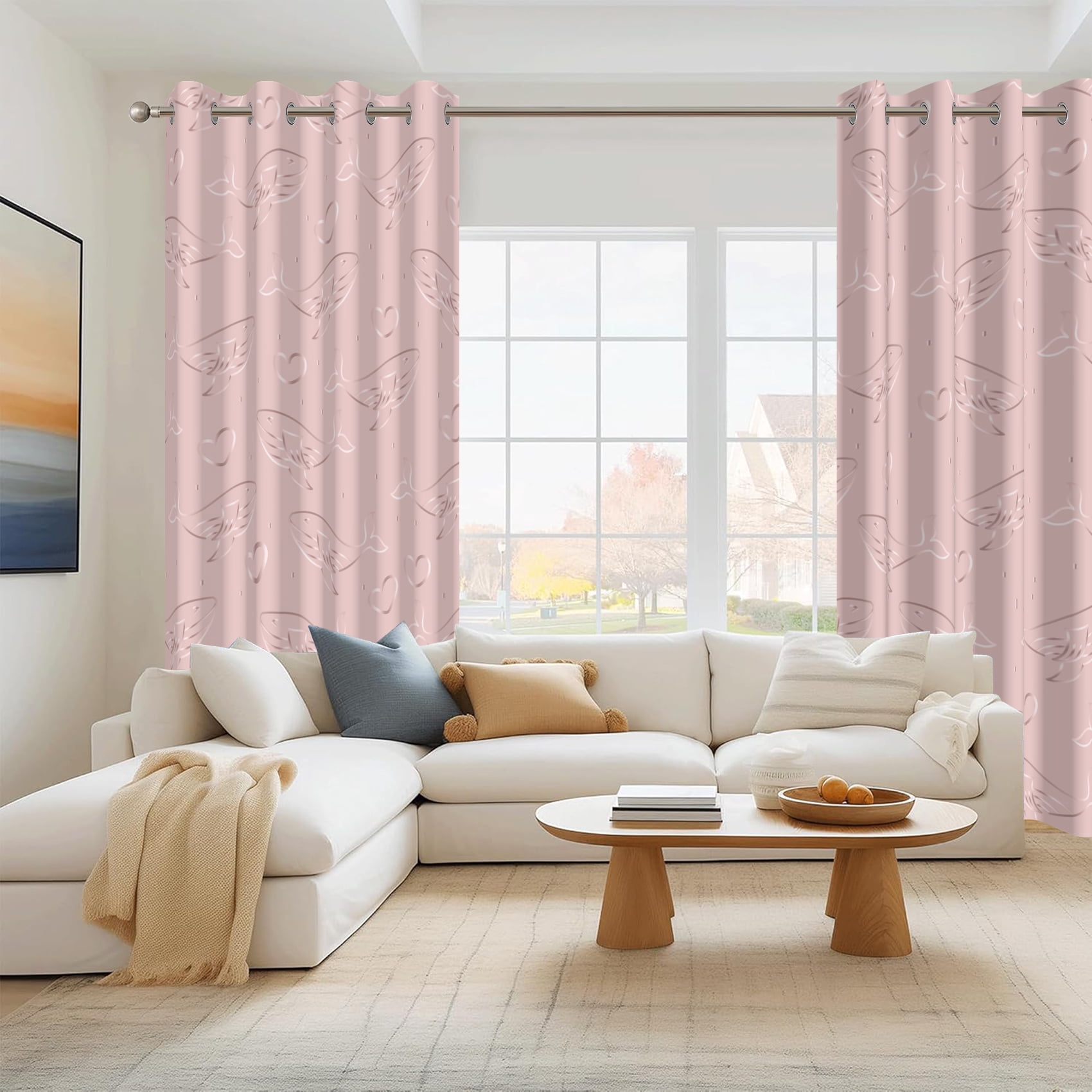 Pink Blackout Window Curtains for Girls Bedroom,Living Room,Thermal Insulated Curtains,52x84 Inch,Set of 2