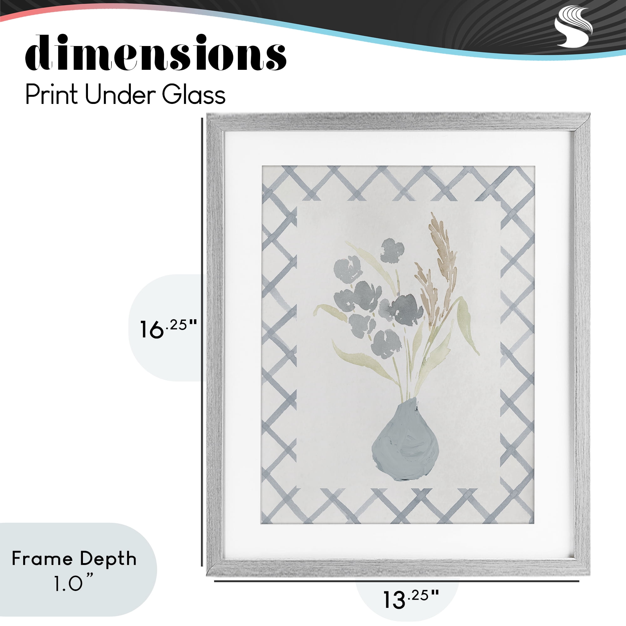 Stupell Industries Muted Blue Anna Bouquet Gray Framed Print Under Glass, design by Lucille Price