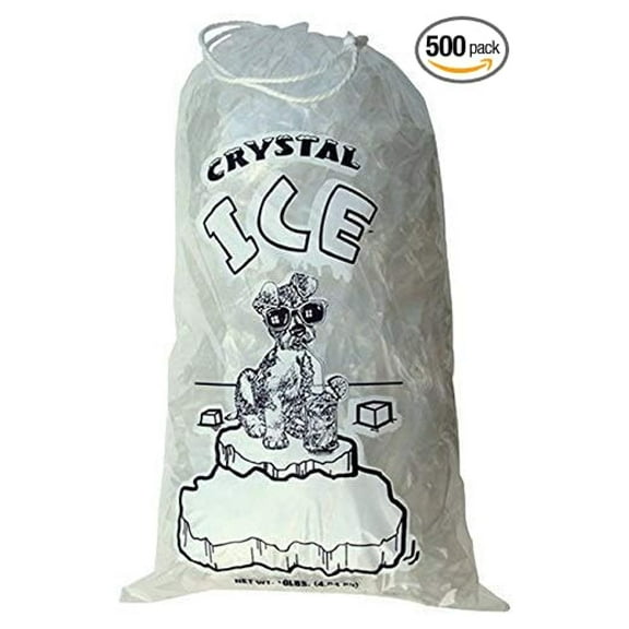10 lb Ice Bags with Drawstring 11 in x 19 in x 1.4 mil Pack of 500 Heavy Duty Grade