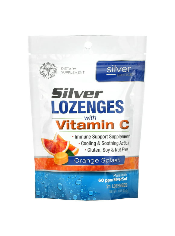 American Biotech Labs Silver Biotics, Silver Lozenges with Vitamin C, Orange Splash, 21 Lozenges, 3 oz (85 g)