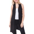 thumbnail image 1 of MixMatchy Women's Open Front Draped Heavyweight Cardigan Long Vest With Side Pockets -Made In USA, 1 of 7