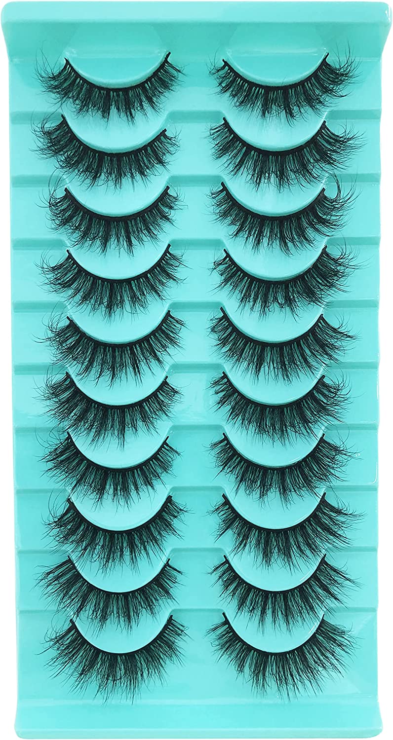 False Eyelashes Cat Eye Wispy Faux Pack Short Curly Natural Fake Lashes