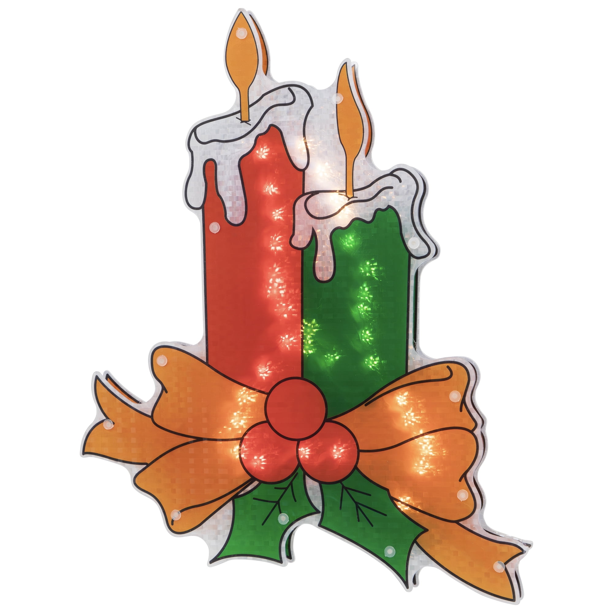 Northlight Lighted Holographic Candle Christmas Window Silhouette Decoration - 17"