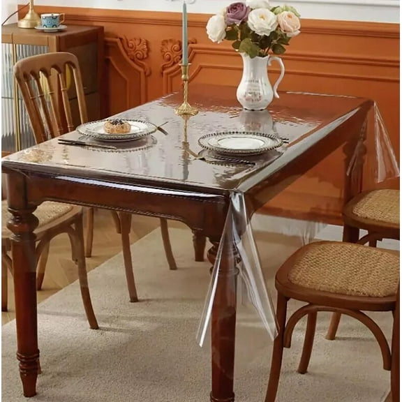 Wangbujianwang 60"x90" Rectangle Thick Crystal Clear Table Top Protector Plastic Transparent PVC Tablecloth Kitchen Dining Room Wood Furniture Protective Cover,1 Pack