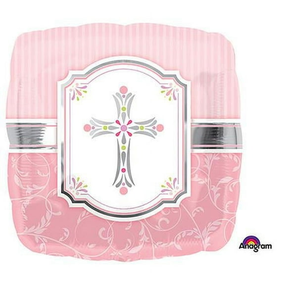 LOONBALLOON Religious Balloons, 18″ COMMUNION BLESSINGS PINK