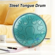 Steel Tongue Drum, 13 Inches 15 Notes Tongue Drum, Hand Pan Drum with Drum Mallets and Carry Bag, D Major, Blue