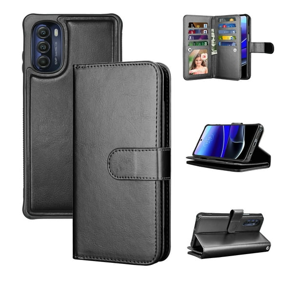 Takfox For Motorola Moto G Stylus 5G 2022 Wallet Case, PU Leather ID Credit Card Holder Folio Flip Cover [9 Card Slots] [Magnetic] Detachable Case & Strap,Rose