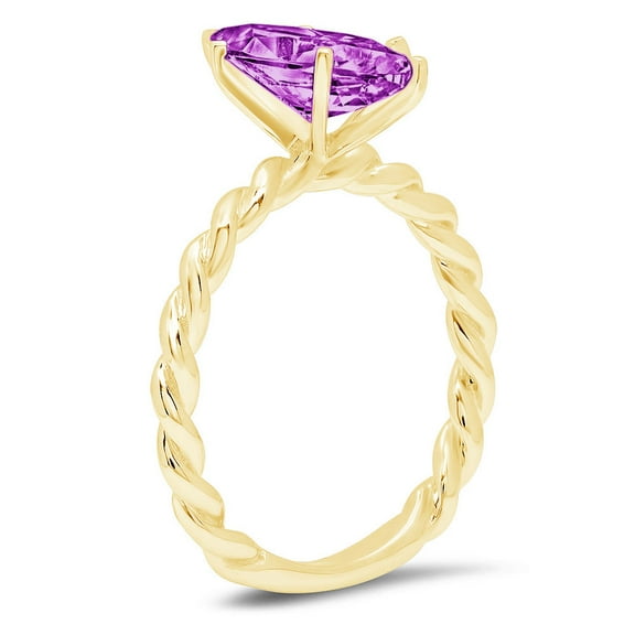 2 ct Marquise Cut Simulated Alexandrite Solitaire Engagement Ring for Women in 18K Yellow Gold