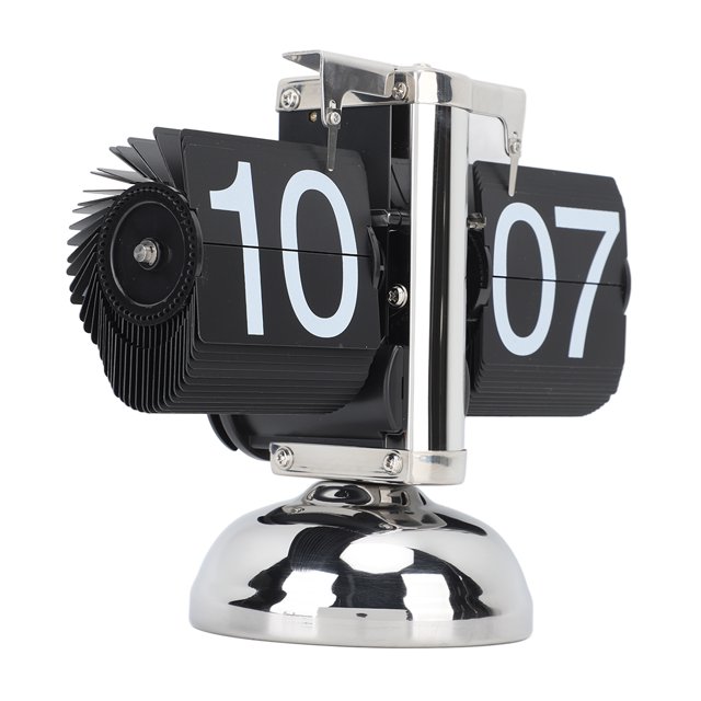 Flip Clock, Retro Flip Down Clock Mechanical Digital Flip Desk Clock Large Number Battery Powered Internal Gear Operated Clock, Table Clock for Home Office School Hotel Cafe