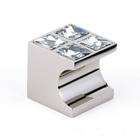 Alno 1" Contemporary II Knob With 4 Crystals - Clear / Polished Nickel