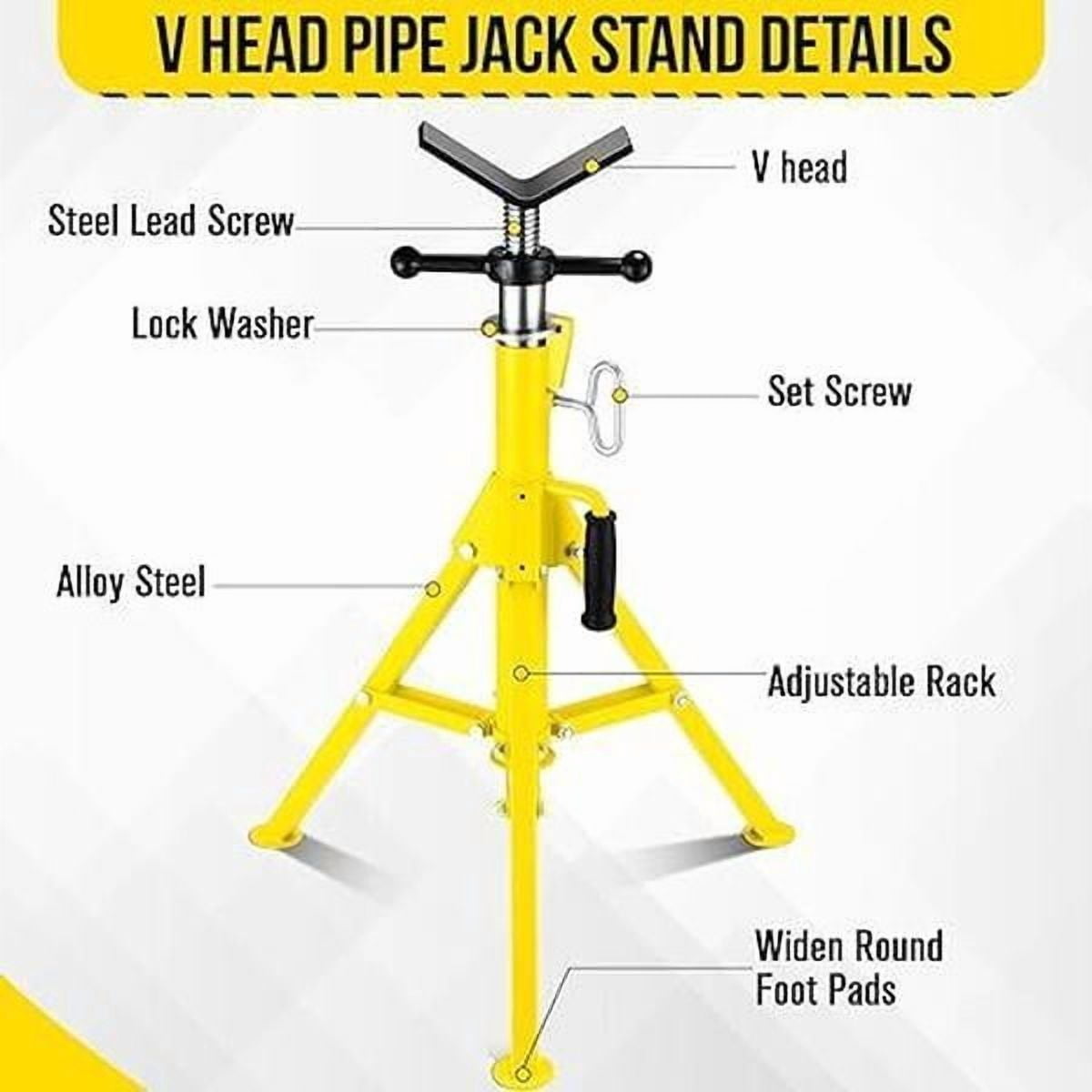 Heavy-Duty Adjustable Folding Pipe Jack Stand | 2500 Lbs Load Capacity with Portable Folding Legs 28-52 Inch Height Adjustable 1/8"-12" Capacity，Yellow