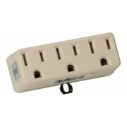Leviton 698-I 15 Amp, 125 Volt, Grounding Triple Outlet Adapter, Ivory