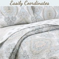 thumbnail image 5 of Cozy Line Home Fashions Sky Blue Brocade Medallion Microfiber Quilt, King - Reversible, 5 of 6