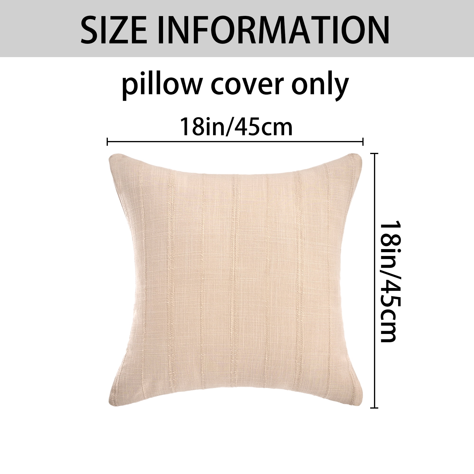 Unique Bargains Linen Soft Solid Throw Pillow Covers Pack of 2 Light Brown 18" x 18"