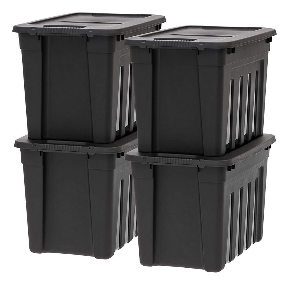 IRIS USA 20 Gal Utility Tough Storage Tote, Black, 4 Pack