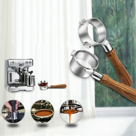 

Coffee bottomless handle 54MM Bottomless Portafilter for 8 Series Stainless Steel Coffee Machine Wood Handle with Dosing Ring