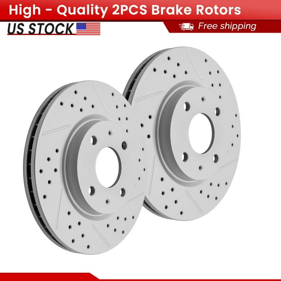 ACB ZONE Front Brake Rotors Set for 2008 2009 2010 2011 Ford Focus All Models, Drilled & Slotted Disc Rotors Kit (680677LR)