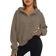 thumbnail image 5 of BDPORKAS Oversized Hoodies for Women Half Zip Fleece Sweatshirt Pullover Jacket with Thumb Holes, 5 of 7