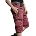thumbnail image 5 of lcziwo Solid Color Shorts Men with Zip Pockets Denim Holiday Outdoor Trunks Beach Fishing Travel Work Shorts Red XXL, 5 of 8