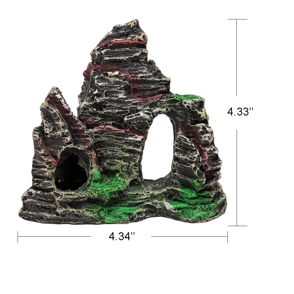 GreenJoy 7 Pack Fish Tank Plastic Plants and Cave Rock Decorations Aquarium Decor Type Small Size