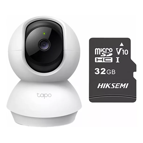 Tp-link Cámara De Seguridad Panorámica Tapo-c210-plus-32 Con Microsd 32gb 3mp Grabación De Vídeo 2k Visión Nocturna Detección De Movimiento Y Notificaciones Audio Bidireccional C210 Control Por Voz