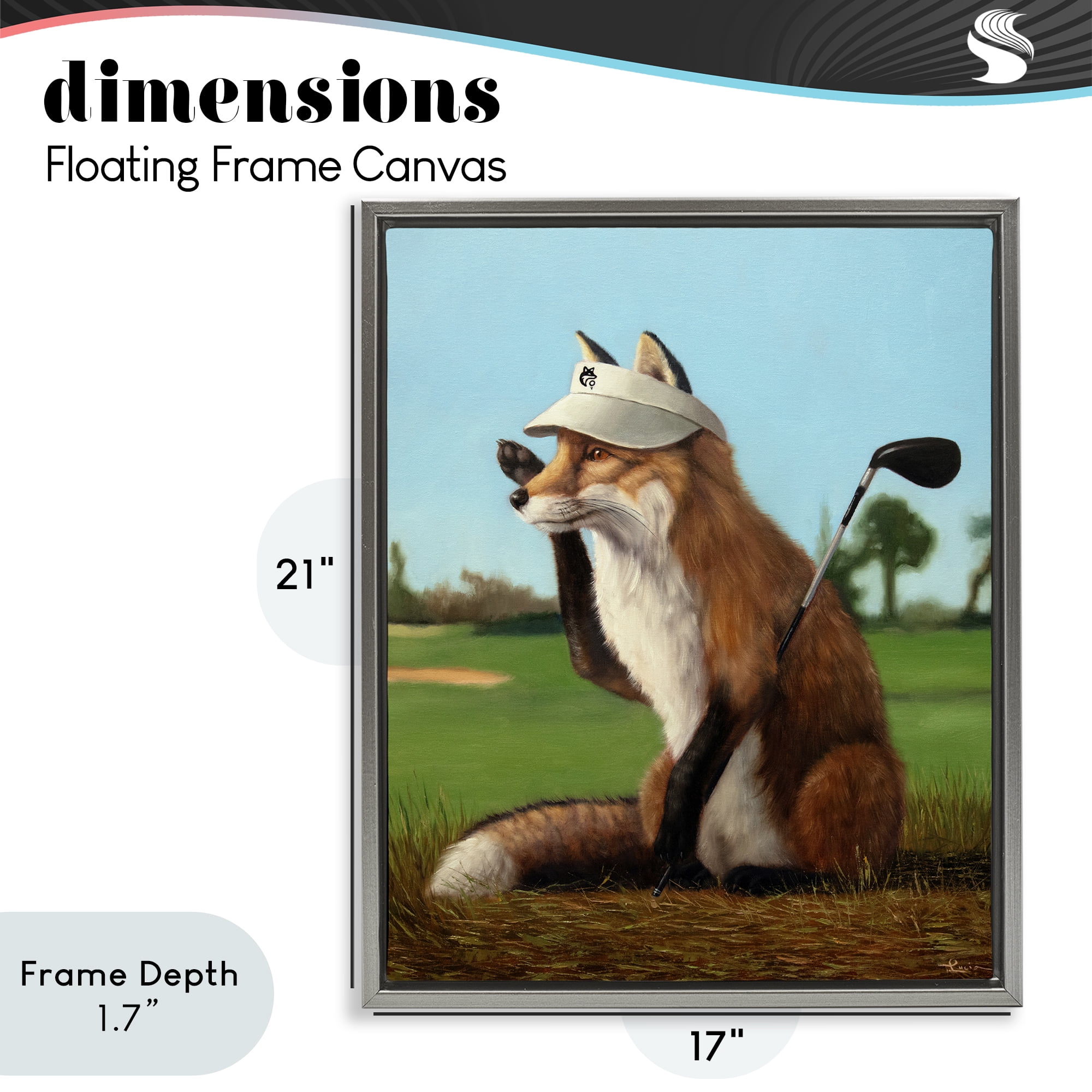 Stupell Industries Fox Drive Golfer Gray Framed Floater Canvas Wall Art, design by Lucia Heffernan
