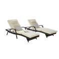thumbnail image 4 of Outdoor Long Reclining Chair Set of 2,Wicker Lounge Chairs with Wicker Lounge Chairs with Cushions and Armrest,Reclining Lounge Chair Lawn Sunbathing Chairs Recliner Adjustable to 150°,Beige, 4 of 11